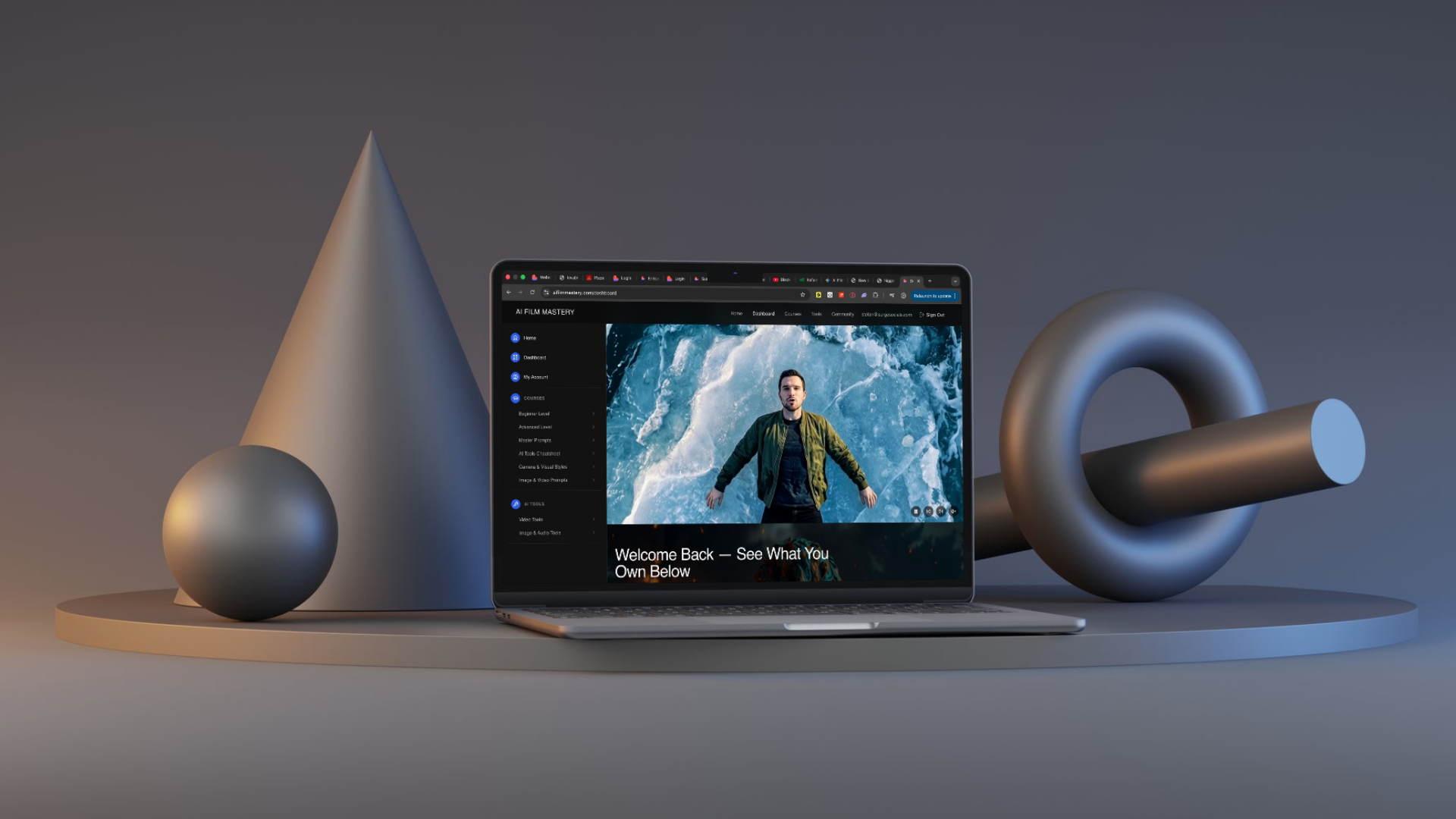 AI Film Mastery — student dashboard with course library